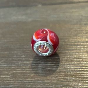 Pandora Charm Red & White Swirl Murano Glass